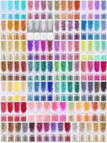 1 件 5 色指甲装饰套装，粉色和红色，带闪光、闪亮和闪光粉，金属和梦幻风格指甲粉闪光，1 毫米指甲闪光粉，全息厚闪光美甲，适用于派对/音乐会/活动 - 粉色 - 查看 4