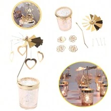 Lámpara Giratoria, Portavelas Con Velas Perfumadas En Forma De Corazón, Luz De Vela Romántica, Regalo Creativo Y Decoración Retro De Fantasía Para Festivos - Multicolor - Ver 2