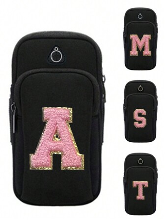 Sport Tasche Laufen Handy Sport Armbinden mit Anfangsbuchstabe Fitness Armtasche für Herren Damen Joggen Outdoor Zubehör für Handy mit Schlüsselfach Münztasche Kartenfach für Radfahren Laufen Wandern Fitnesstasche Sporttasche für Training Fitnesstasche für Herren Damen Mädchen Junge Fitnesszubehör Hüfttasche Bauchtasche Gürtel Armweste Tasche Armband Geldbörse für Fitness Laufen Wandern Radfahren mit Münztasche Schlüsselfach Kartenfach wasserdicht leicht große Kapazität Zubehör