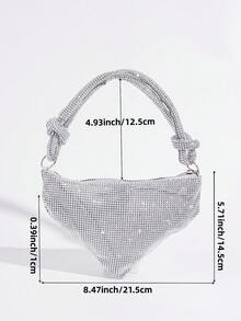 Vincy閃爍手拿包，閃耀鑽石時尚裝飾，宴會用包，手提包，晚禮服女性包，時尚包 - 銀色 - 查看 5