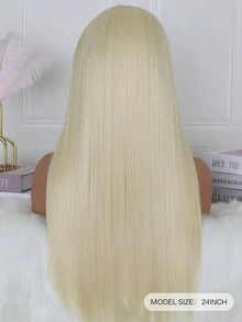 光滑柔軟 613 高清合成蕾絲假髮長直髮蕾絲假髮白色無膠直髮蕾絲假髮預拔自然髮際線帶嬰兒頭髮 24 英寸 - 金色 - 查看 8