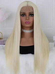 光滑柔軟 613 高清合成蕾絲假髮長直髮蕾絲假髮白色無膠直髮蕾絲假髮預拔自然髮際線帶嬰兒頭髮 24 英寸 - 金色 - 查看 2