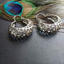 空心圓形耳環||波西米亞風格裝飾髮箍 - 金色 - 查看 2