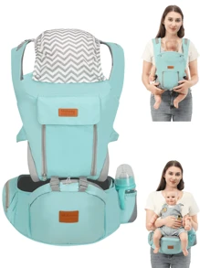 Multifunctional Warm & Windproof Baby Carrier With Waist Stool, Front & Back Use, Perfect For Outdoor Activities - Baby Blue - View 1