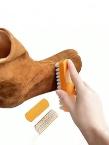 1只麂皮鞋刷,原裝橡膠汙染清潔刷,軟毛刷防麂皮清潔刷 - 黃白色 - 查看 1