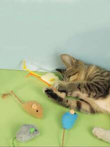 1pc Plush Mouse Scratch-Resistant Chew Pet Cat Interactive Toys, For Pets Only - Multicolor - View 8