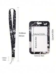 波西米亚风单件向日葵可拆卸挂绳，带身份证卡夹，黑色教师颈绳，可挂钥匙和钥匙扣，适合女士、男士、护士、教师、职员，是馈赠佳品。汽车配件包饰背包，适合学校，可爱哥特风 Y2k 包饰挂绳，带身份证夹，汽车配件包饰 - 黑色 - 查看 3