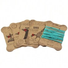10 Pieces Of 5 Pattern Combination Kraft Paper Hang Tag Winding Board, Cross Stitch Thread Storage Rack, 10*7.5cm Winding Cardboard - Apricot - View 6