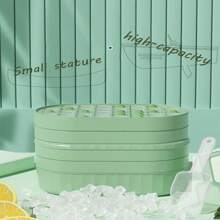 Ice Cube Mold With Ice Shovel And Storage Box Set (2 Layers, Makes 72 Ice Cubes) - Green - View 7