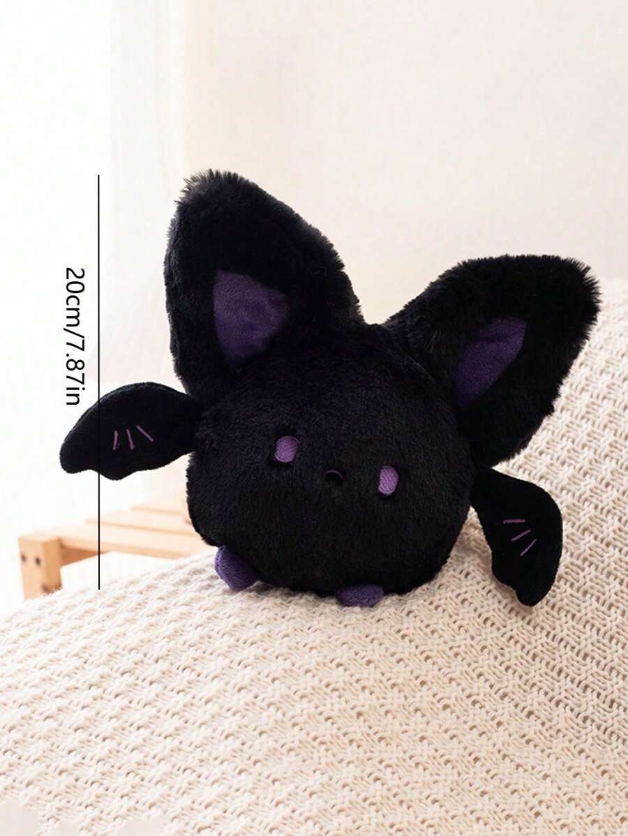 Peluche De Conejo De Murciélago, Con Alas De Murciélago Y Cuernos De Diablo, Cojín De Almohada Para La Decoración Del Hogar - Negro - Ver 1