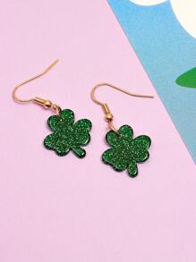 St. Patrick's Day Fashionable And Minimalist Clover Drop Earrings - Multicolor - View 3
