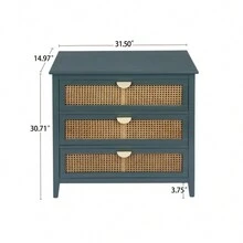 3 Storage Drawers Dresser Nightstand, Modern Side Table Bedside Furniture With Sturdy Wood Frame For Bedroom, Living Room, Dress Room, Entryway, Nursery, Hallway - 綠色 - 查看 6