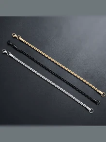 1pc Simple & Fashionable Silver Twisted Chain Bracelet Suitable For Daily & Dating Wear Gift Jewelry (One Size=20cm)