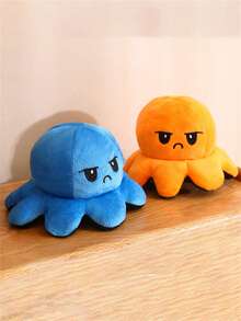 玩具雙面章魚毛絨公仔,雙面表情,生日/新年/情人節禮物,給孩子驚喜 - 橘色 - 查看 5