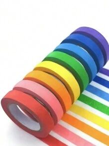 10Pcs Colorful Masking Tape Set-Perfect For Handicrafts,Labels,DIY Decoration ,For Kid's Art Projects, For Hotel/Restaurant/Office/Commercial. - Multicolor - View 1