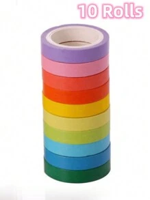 10Pcs Colorful Masking Tape Set-Perfect For Handicrafts,Labels,DIY Decoration ,For Kid's Art Projects, For Hotel/Restaurant/Office/Commercial. - Multicolor - View 3