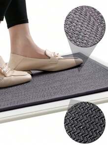 1pc Polyester Material, Minimalist Modern Style, Fashion Woven Pattern, Anti-Slip, Easy To Clean, Soothing Feet, Stress Relief, Wear-Resistant, Waterproof, Suitable For Kitchen, Thickened - Dark Grey - View 8