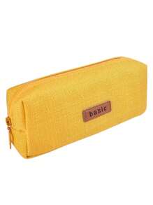1入組簡約帆布筆袋文具收納袋 - 黃色 - 查看 3