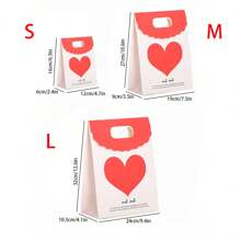 10入組紅色帶有心形蓋的黏貼式禮品袋,完美用於婚禮禮品或情人節禮物 - 白色 - 查看 2