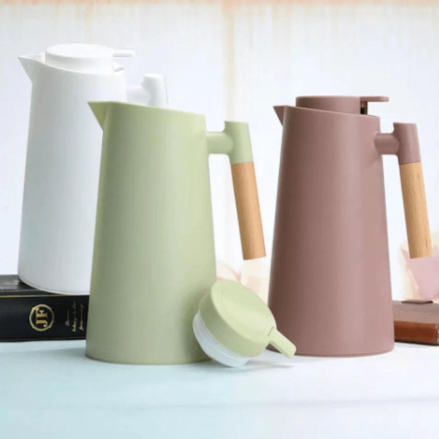 1L Thermal Coffee Tea Vacuum Flask Wooden Handle - 隨機的 - 查看 1