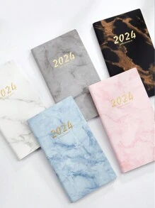 2024 English Daily Planner, Cross-Border 365-Day Time Management, Daily Agenda With Leather Cover, Notebook For Productivity - Black - View 3