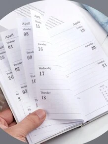 2024 English Daily Planner, Cross-Border 365-Day Time Management, Daily Agenda With Leather Cover, Notebook For Productivity - Black - View 6