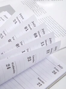 2024 English Daily Planner, Cross-Border 365-Day Time Management, Daily Agenda With Leather Cover, Notebook For Productivity - Black - View 5