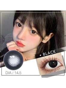 1 对（2 片）彩色美容隐形眼镜 14.5 毫米自然眼隐形眼镜，时尚女士柔软自然色眼镜，6 个月 - 黑色 - 查看 2
