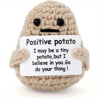 1pc Handmade Crocheted Potato Yarn Vegetable Ornament Pendant With Positive Emoticon Decoration Best Gifts Birthday Graduation