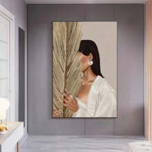 1入組抽象神秘女角油畫畫布圖案壁畫海報印刷客廳牆壁裝飾無框畫