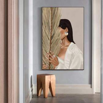 1入組抽象神秘女角油畫畫布圖案壁畫海報印刷客廳牆壁裝飾無框畫