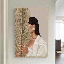 1入組抽象神秘女角油畫畫布圖案壁畫海報印刷客廳牆壁裝飾無框畫