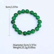 1個經典優雅風格綠色珠子手鍊,適合日常佩戴和約會 - 彩色 - 查看 7