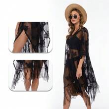 Mujer Vestido De Playa Verano Cubre Bikini Pareos - Negro - Ver 4