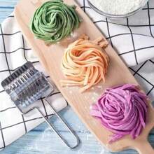 Manual Noodle Cutter, Stainless Steel Roller Blade, Handheld Pasta Maker, Dough Cutting Tool For Noodle, Fettuccine, Etc. - Silver - View 1