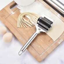 Manual Noodle Cutter, Stainless Steel Roller Blade, Handheld Pasta Maker, Dough Cutting Tool For Noodle, Fettuccine, Etc. - Silver - View 5