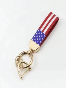 高階汽車鑰匙圈簡約金屬鑰匙圈附彈簧環配件,男女小禮物,汽車鑰匙圈 - 紅色款金色五金 - 查看 2