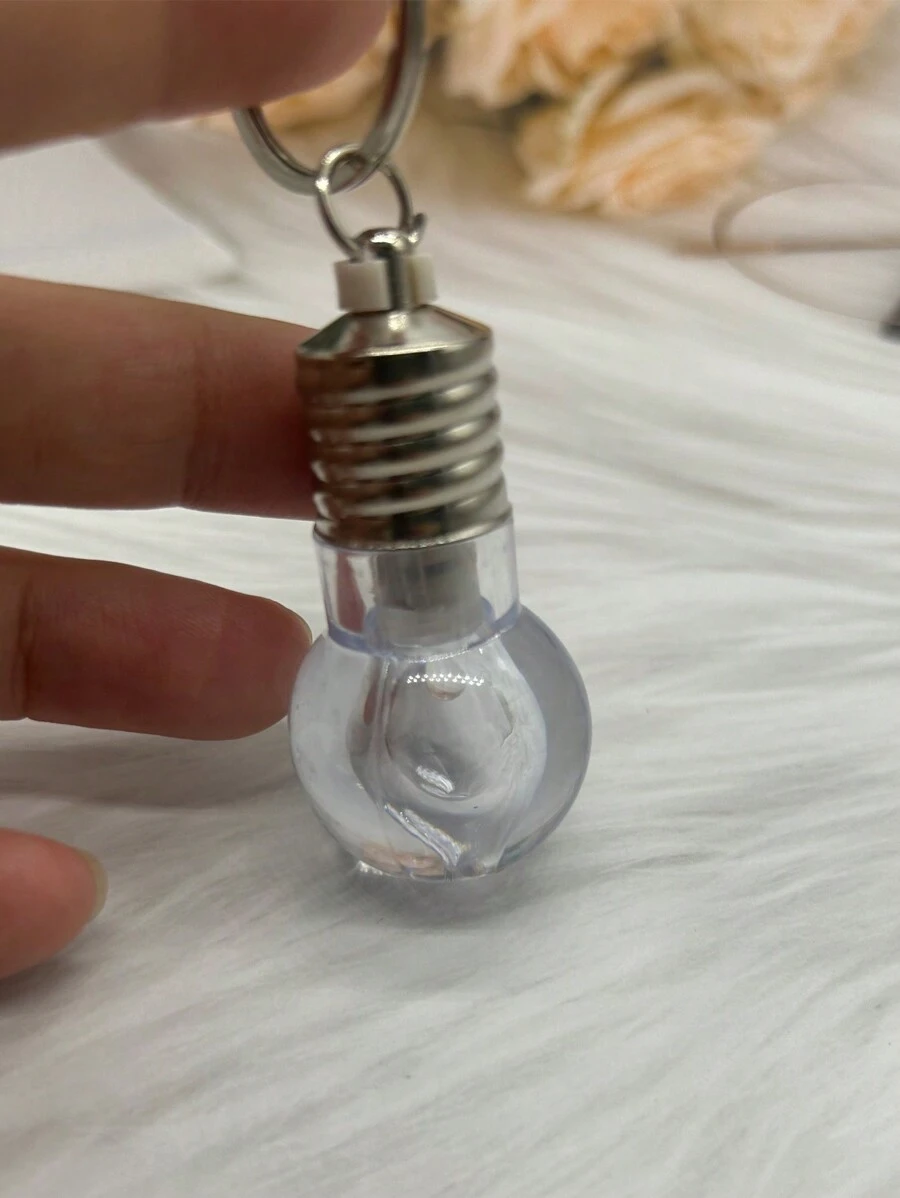 一件式男士模擬迷你圓形燈泡 Led 塑膠鑰匙扣 - 白色 - 查看 1