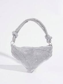 Vincy閃爍手拿包，閃耀鑽石時尚裝飾，宴會用包，手提包，晚禮服女性包，時尚包 - 銀色 - 查看 8