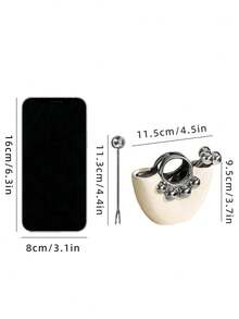 手提包造型帶四叉收納罐小可愛家用餐廳插小零食水果適合 - 黑色 - 查看 9