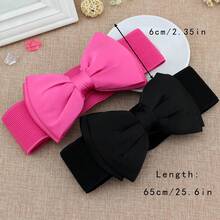 Girls' Elastic Waist Belt With Chiffon Oversized Bowknot, Suitable For Dresses, Fashionable & Sweet Style, For 14+ Years Old - Royal Blue - View 2