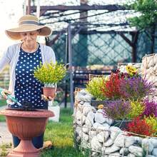8束人造薰衣草,塑料模擬紫外線耐用戶外花卉,假植物適用於家庭花園門廊裝飾婚禮 - 彩色 - 查看 4