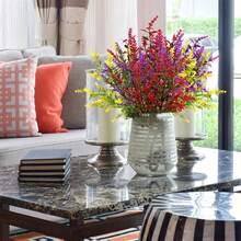 8束人造薰衣草,塑料模擬紫外線耐用戶外花卉,假植物適用於家庭花園門廊裝飾婚禮 - 彩色 - 查看 7