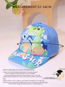 1pc Unisex Kid'S Dinosaur Printed Baseball Cap Sun Hat, For Children Aged 5-14 Years - Multicolor - View 2