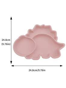 1個可愛恐龍造型矽膠吸盤嬰兒餵食盤 - 淺粉色 - 查看 2
