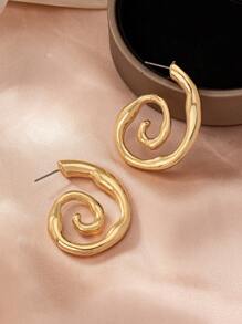 1對時尚極簡主義金色垂墜紋圓形耳環,附有迷宮設計,扭曲紋理和多種組合。非常適合情人節禮物。 - 麻花 - 查看 9