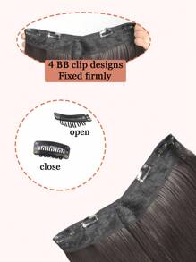 夾式接髮,16-28 吋長直黑色金髮棕色 V 型接髮,4 夾隱形合成耐熱假髮片 - Black-brown - 查看 7