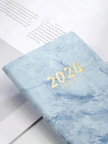 2024 English Daily Planner, Cross-Border 365-Day Time Management, Daily Agenda With Leather Cover, Notebook For Productivity - Black - View 8
