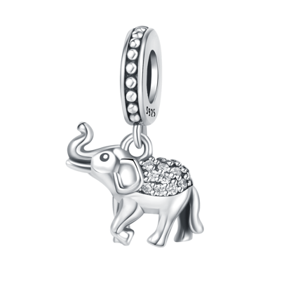 1 pezzo Braccialetto collana di elementi animale in elefante in argento Sterling 925 con ciondolo perline di zirconia per le donne fai da te gioielli accessori regalo di compleanno anniversario di matrimonio in zirconia