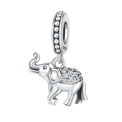 1pc 925 Sterling Silver Zirconia Animal Element Elephant Beaded Pendant Women's Bracelet Necklace Accessories DIY Jewelry Zirconia Wedding Anniversary Birthday Gift